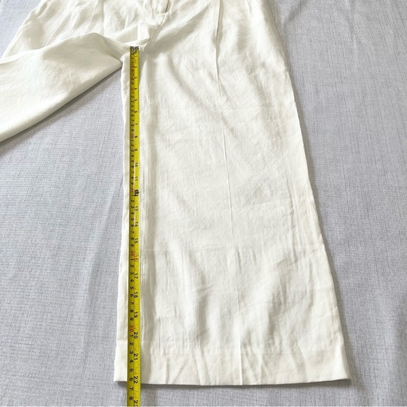 Tommy Hilfiger Wide Leg Crop Linen Blend Casual Cream Trousers Pants. Size 4 - Picture 10 of 10